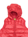 Sleeveless Plain Polyfill Hooded Jacket - Red