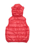 Sleeveless Plain Polyfill Hooded Jacket - Red