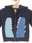 Crocodile Print Hooded Sweatshirt - Navy Blue