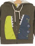 Crocodile Print Hooded Sweatshirt - Green