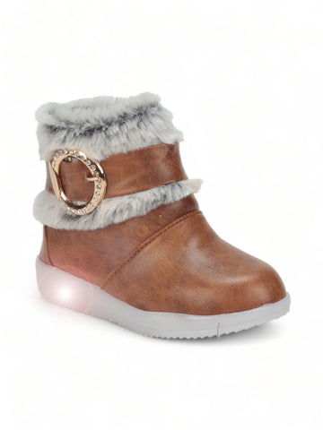 Party Boots With Light - Light Brown