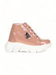 Laced Up Party Boots  - Peach