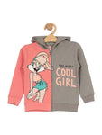 Cool Girl Print Hooded Sweatshirt Set - Peach