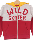 Wild Skater Printed Hooded Sweatshirt Set - Red