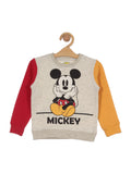 Mickey Mouse Printed Round Neck Sweatshirt Set - Grey
