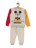 Mickey Mouse Printed Round Neck Sweatshirt Set - Grey
