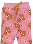 Bear Printed Round Neck Fleece Tracksuit  - Pink