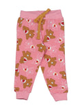 Bear Printed Round Neck Fleece Tracksuit  - Pink