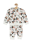 Mickey Mouse Printed Hooded Fleece Tracksuit  - White