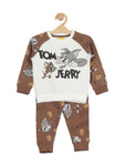 Tom And Jerry Printed Round Neck Tracksuit Set - White