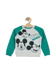 Micky Mouse Printed Round Neck Tracksuit Set - Green