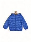 Front Open Polyfill Hooded Jacket - Blue