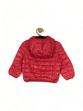 Front Open Polyfill Hooded Jacket - Red