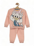Daisy Duck Printed Round Neck Tracksuit Set - Peach