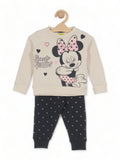 Mickey Mouse Printed Round Neck Tracksuit Set - Cream