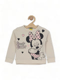 Mickey Mouse Printed Round Neck Tracksuit Set - Cream