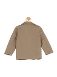 Front Open Fur Lined Blazer Jacket - Brown