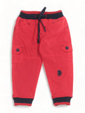 Elastic Waist Jogger Fit Bottoms With Fleece Lining - Red