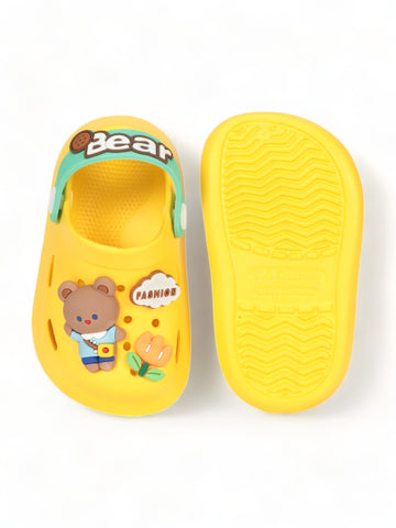 Bear Applique Anti-Slip Clogs - Yellow
