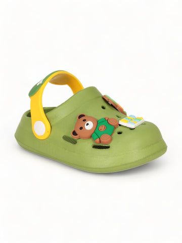 Bear Applique Anti-Slip Clogs - Green