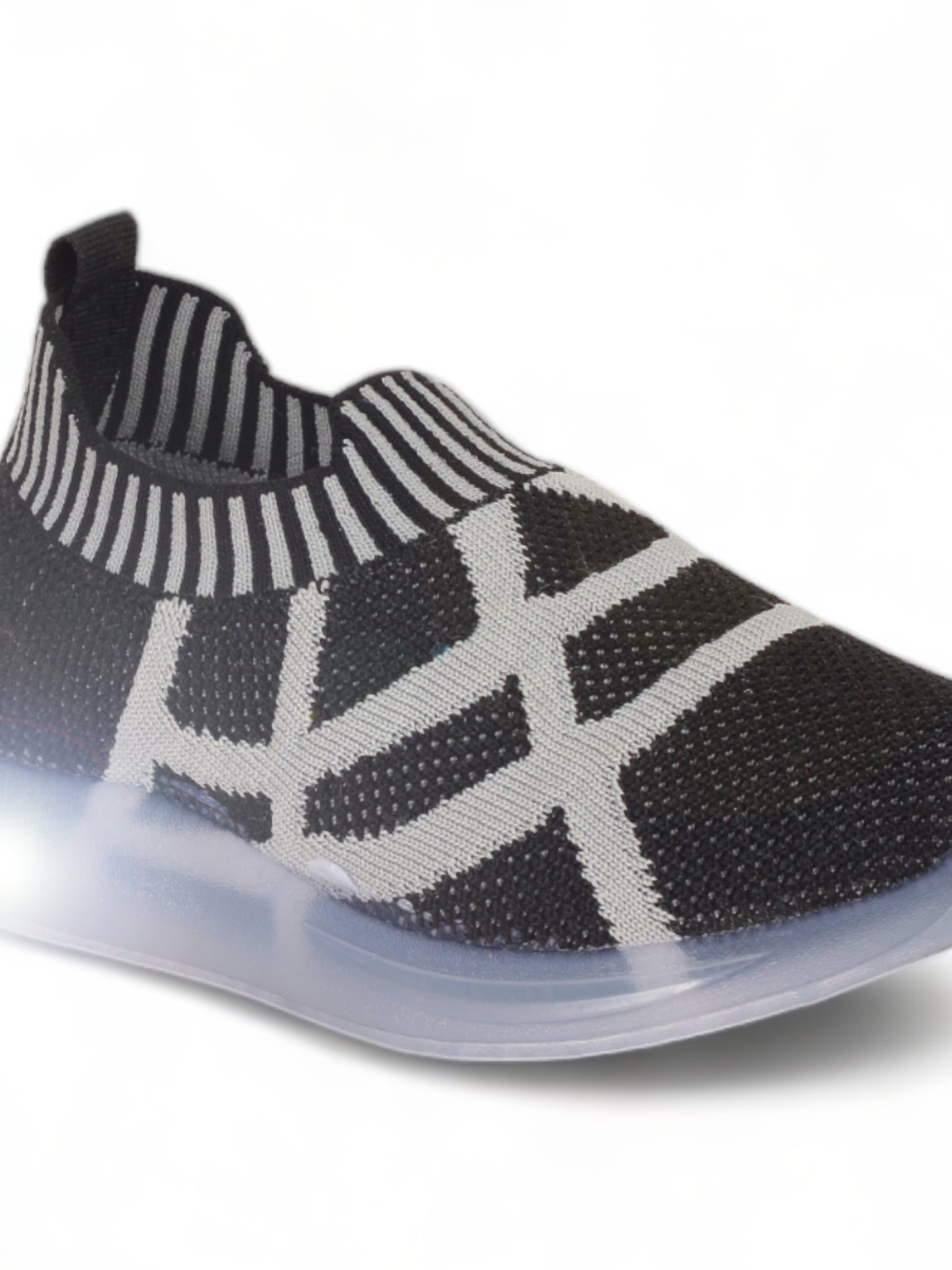 Unisex Casual Slip On Shoes With Led Light - Black