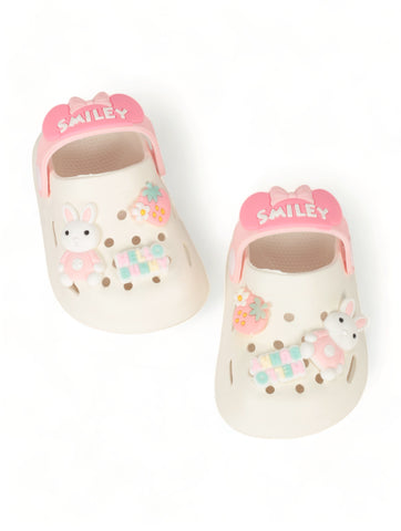 Rabbit Applique Anti-Slip Clogs - Cream