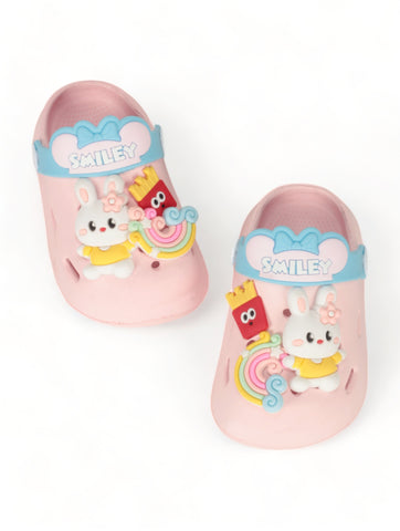 Rabbit Applique Anti-Slip Clogs - Pink