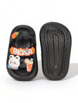 Bear Applique Anti-Slip Sandal - Black