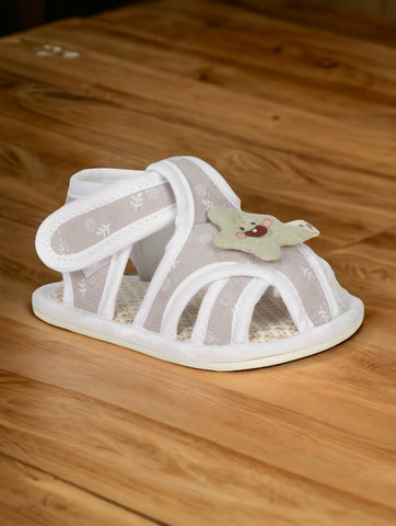 Booties with Velcro Closure & Character Applique - Grey