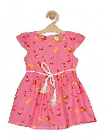 Printed Cotton Frock - Pink