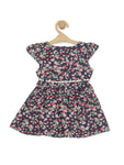 Printed Cotton Frock - Navy Blue