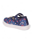 Printed Mary Jane's Belle with Applique Detail - Navy Blue