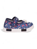 Printed Mary Jane's Belle with Applique Detail - Navy Blue