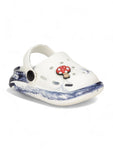 Marble Look Mushroom Applique Anti-Slip Clogs - White