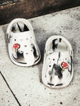 Marble Look Mushroom Applique Anti-Slip Clogs - White