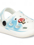 Marble Look Mushroom Applique Anti-Slip Clogs - White