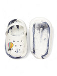 Marble Look Hot Air Balloon Applique Anti-Slip Clogs - White