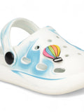 Marble Look Hot Air Balloon Applique Anti-Slip Clogs - White