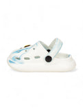 Marble Look Hot Air Balloon Applique Anti-Slip Clogs - White