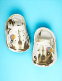 Marble Look Hot Air Balloon Applique Anti-Slip Clogs - White