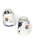 Marble Look Smily Applique Anti-Slip Clogs - White