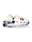 Marble Look Smily Applique Anti-Slip Clogs - White