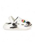 Marble Look Smily Applique Anti-Slip Clogs - White