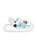 Marble Look Smily Applique Anti-Slip Clogs - White