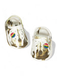 Marble Look Smily Applique Anti-Slip Clogs - White