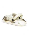 Marble Look Smily Applique Anti-Slip Clogs - White