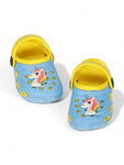 Unicorn Applique Anti-Slip Clogs - Blue