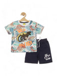 Dinosaur Print Boys Set - Grey