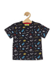 Rock Print Boys Set - Navy Blue