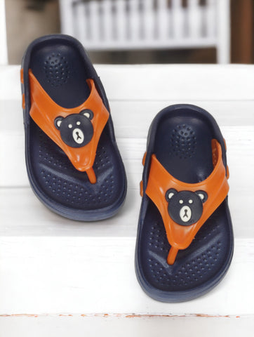 Bear Applique Anti-Slip Slippers - Navy Blue